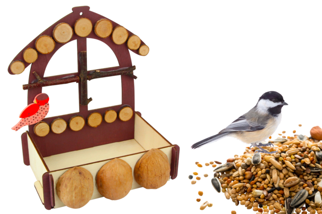 Wooden House Feeder to Assemble - 2 - Wooden Birdhouses and Feeders - 10doigts.com - Nichoirs, mangeoires et refuges en bois à décorer - 10doigts.fr