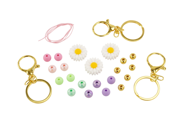 material Kit llavero flor - 3 unidades - Kits Bijoux - 10doigts.fr