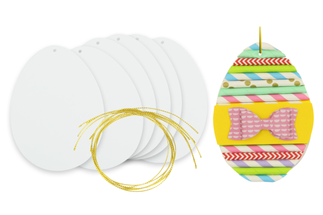 White Cardboard Eggs for Hanging - 6 pcs - 1 - Easter Decor Supports - 10doigts.com - Supports de Pâques à décorer - 10doigts.fr
