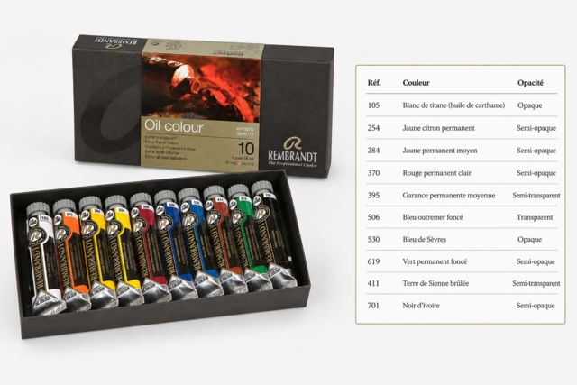 Pintura al óleo extra fina Rembrandt - 10 x 15 ml - Peinture à l'huile Beaux-Arts - 10doigts.fr