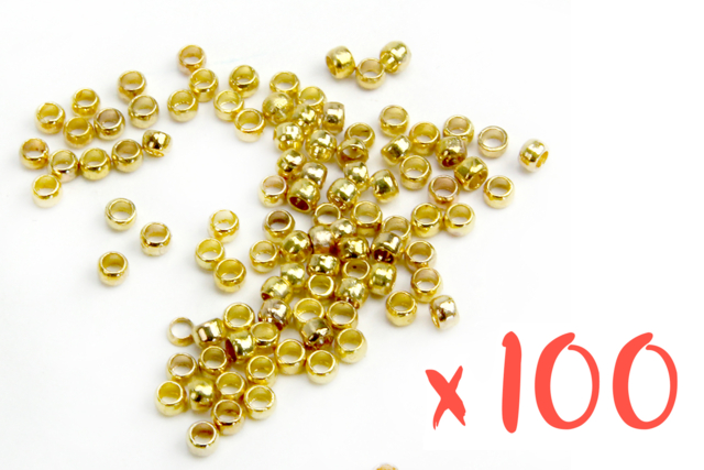 Cuentas de fusible doradas - 100 unidades - Perles à écraser - 10doigts.fr