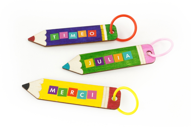 Llavero Gracias maestra Lápiz - Bijoux et porte-clés en bois à décorer - 10doigts.fr