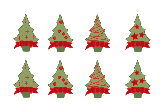 Decorated Wooden Christmas Trees - 8 Pieces - 1 - Painted Wooden Decor - 10doigts.com - Déco en bois peint - 10doigts.fr