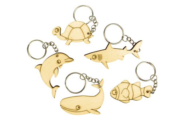 Set de 5 llaveros en madera - animales marinos - Porte-clés - 10doigts.fr