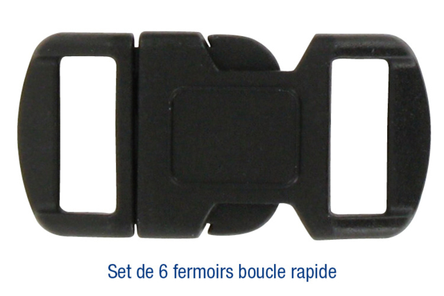 Set de 6 cierres de bucle rápido en plástico negro - Clips et mousquetons : les finitions pour vos accessoires DIY - 10doigts.fr