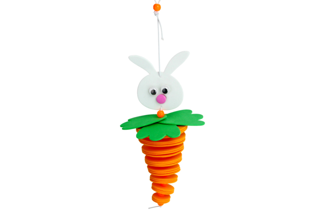 suspensión pascua conejo zanahoria - Kits créatifs Pâques - 10doigts.fr