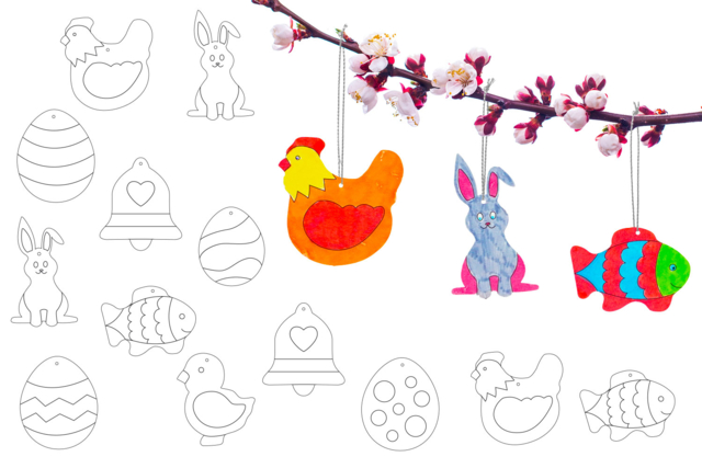 suspensiones en cartón fuerte pascua - Kits créatifs Pâques - 10doigts.fr