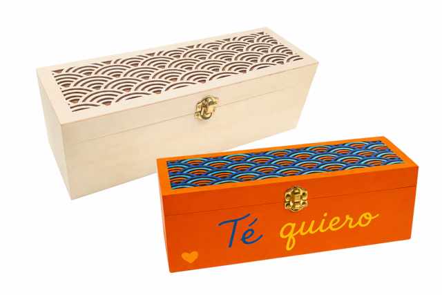 Caja de té con tapa calada 30 cm - Boîtes en bois à décorer - 10doigts.fr