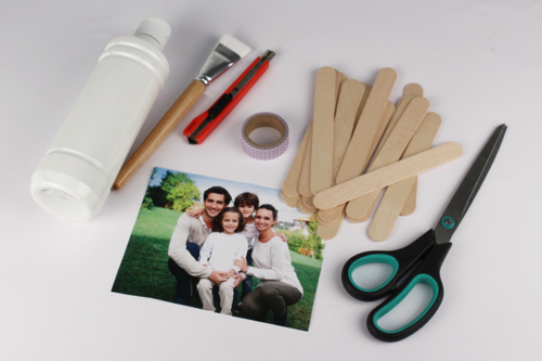 Rompecabezas de fotos con palitos de madera