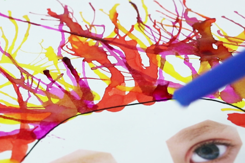 Retratos divertidos con la técnica de la tinta soplada