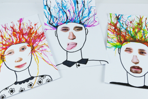 Retratos divertidos con la técnica de la tinta soplada