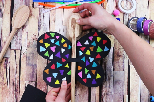 Butterfly Puppet with a Wooden Spoon