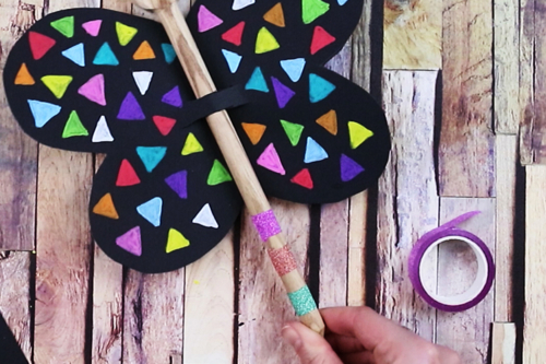 Butterfly Puppet with a Wooden Spoon