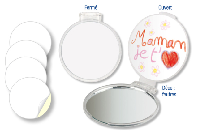 Handbag Mirrors Ø 5.5 cm - 4 Pieces - 4 - Decorative Mirrors - 10doigts.com - Miroirs à décorer - 10doigts.fr