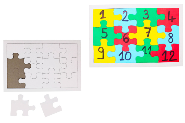 Large Piece Puzzles - 10 White Puzzles - 3 - Coloring Puzzles - 10doigts.com - Puzzles à colorier - 10doigts.fr