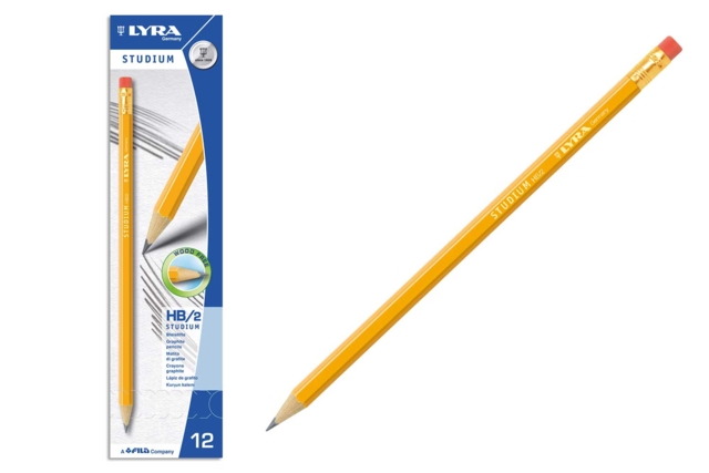 12 lápices de grafito con goma - mina HB/2  - Crayons à papier : l'outil indispensable pour écrire et dessiner - 10doigts.fr