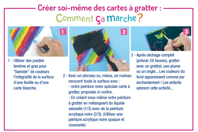 Peinture spéciale carte à gratter - Peinture à gratter pour des créations pleines de surprises - 10doigts.fr