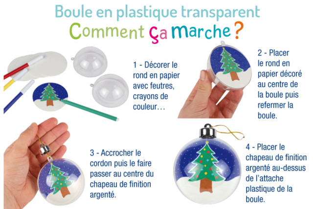 3-in-1 Balls, Transparent Plastic - 10 Pieces - 12 - DIY Christmas Ornaments - 10doigts.com - Boules de Noël DIY - 10doigts.fr