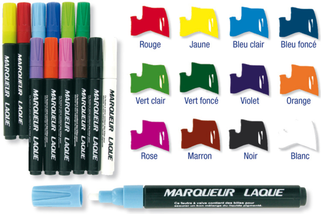 Permanent Markers with Glossy Lacquer - 0 - Paint Markers - 10doigts.com - Marqueurs peinture : l'intensité de l'acrylique au bout des doigts - 10doigts.fr