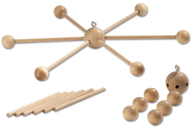 Wooden mobile holder, 6 arms - 1 - Mobile Supports - 10doigts.com - Supports pour mobiles - 10doigts.fr