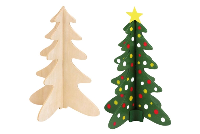 3D Wooden Christmas Trees - 2 Pieces - 4 - Christmas Wooden Objects - 10doigts.com - Décorations de Noël en bois - 10doigts.fr