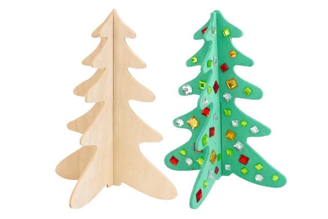 3D Wooden Christmas Trees - 2 Pieces - 1 - Christmas Wooden Objects - 10doigts.com - Décorations de Noël en bois - 10doigts.fr