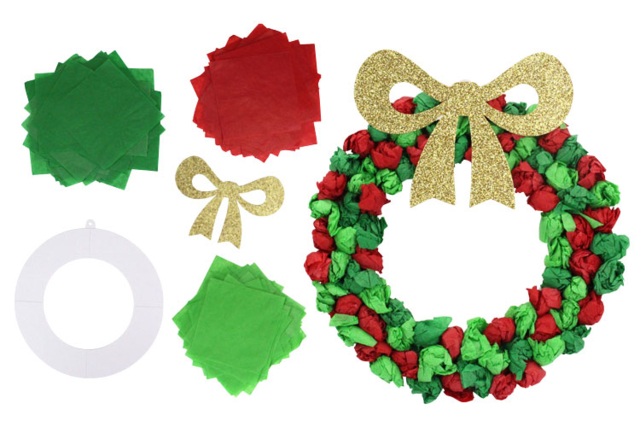 Christmas Wreath Kit in Tissue Paper - 0 - Christmas Creative Kits for Children - 10doigts.com - Kits créatifs de Noël pour les enfants - 10doigts.fr