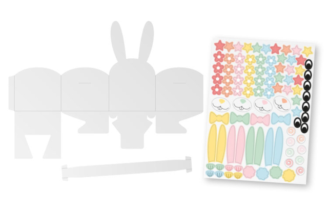 Bunny Basket Kit + Stickers - 4 pcs - 2 - Cardboard Boxes and Baskets - 10doigts.com - Boîtes et corbeilles en carton - 10doigts.fr
