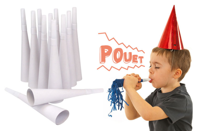 White Trumpets for Decorating - 12 Pieces - 1 - Musical Instruments - 10doigts.com - Instruments de musique - 10doigts.fr