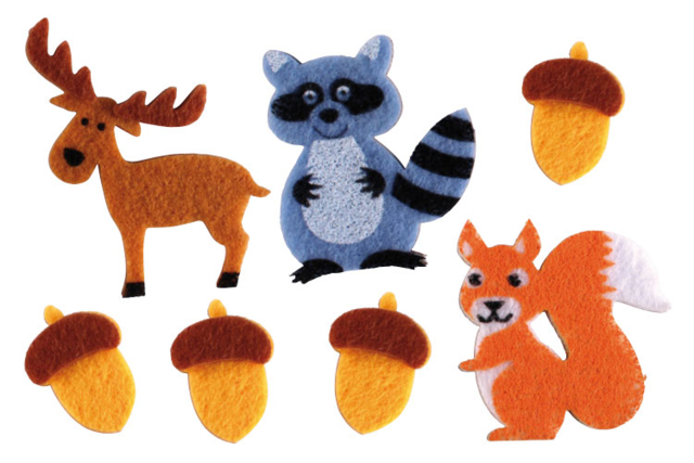 Felt Shapes "The Forest" - 17 pcs - 1 - Felt Stickers - 10doigts.com - Stickers en feutrine : du relief et de la texture dans vos créations - 10doigts.fr