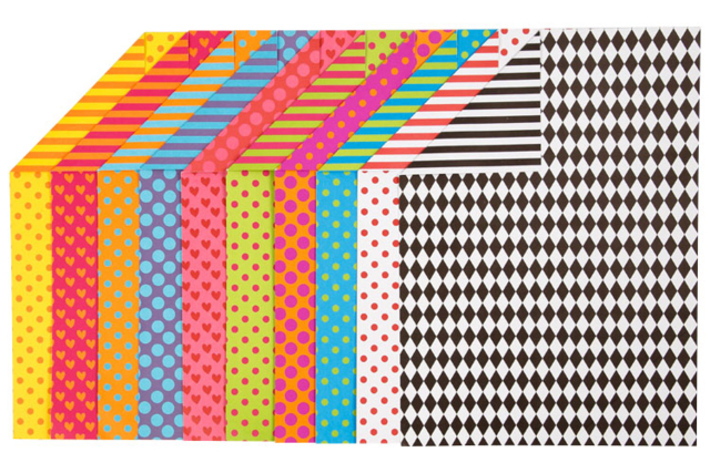 Cartas fuertes recto-verso con patrones - Papiers à motifs - 10doigts.fr