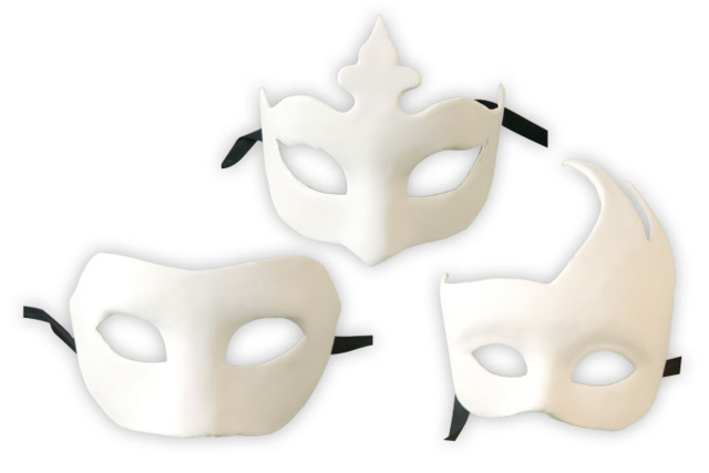 Rigid Venetian Masks - 12 Pieces - 1 - Carnival Masks - 10doigts.com - Masques de Carnaval à décorer, à colorier ou à gratter pour les enfants - 10doigts.fr