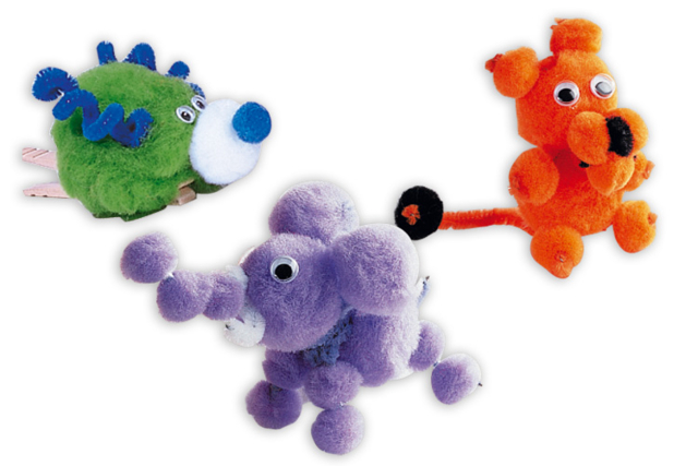 Brightly Colored Pom Poms in Assorted Sizes - 11 - Craft Pom Poms - 10doigts.com - Pompons pour bricolage créatif - 10doigts.fr