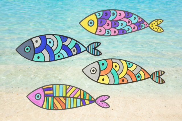 Coloring Fish - 30 Pieces - 2 - Easter Decor Supports - 10doigts.com - Supports de Pâques à décorer - 10doigts.fr