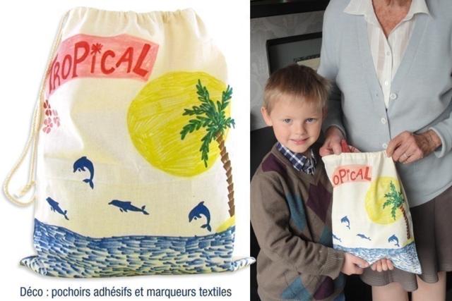 Large Cotton Drawstring Bag - 35 x 25 cm - 3 - Cotton, Linen - Textiles - 10doigts.com - Coton, lin - Textiles - 10doigts.fr