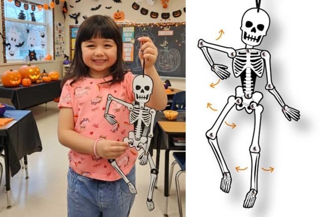 Mobile articulated skeleton - 1 - Halloween Craft Kits - 10doigts.com - Kits créatifs Halloween - 10doigts.fr