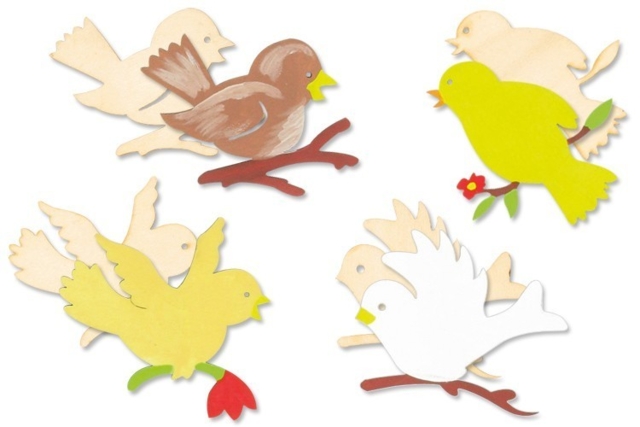Assorted Natural Wood Birds - 8 Pieces - 1 - Raw Wood Decor - 10doigts.com - Décorations en bois brut : tranches et bois naturel déco - 10doigts.fr