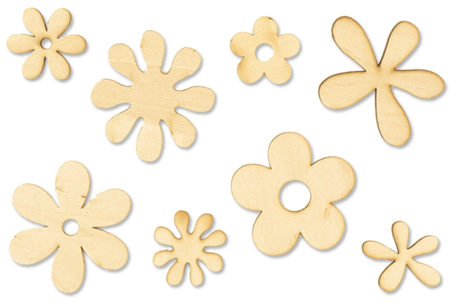 Natural Wooden Flowers - 8 Pieces - 0 - Raw Wood Decor - 10doigts.com - Décorations en bois brut : tranches et bois naturel déco - 10doigts.fr