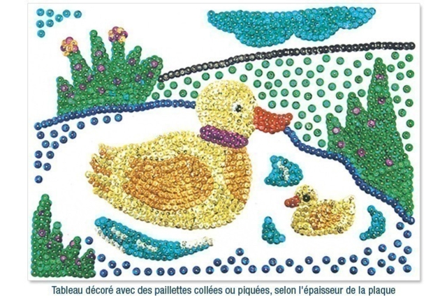 Cartón pluma o placa de porexpán: creaciones con purpurina en cuvettes redondas - Carton plume et polystyrène - 10doigts.fr