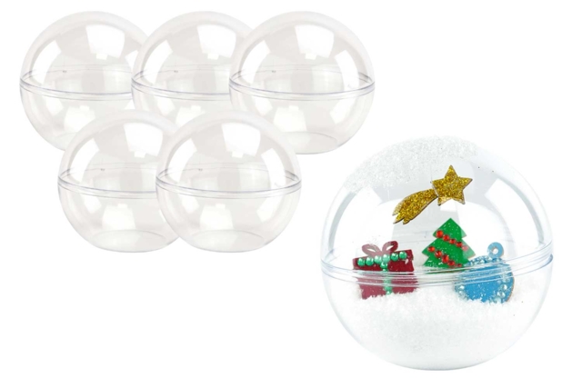 Transparent Plastic Balls - 5 Pieces - 1 - Christmas Garland and Ornaments - 10doigts.com - Guirlandes et suspensions de Noël - 10doigts.fr