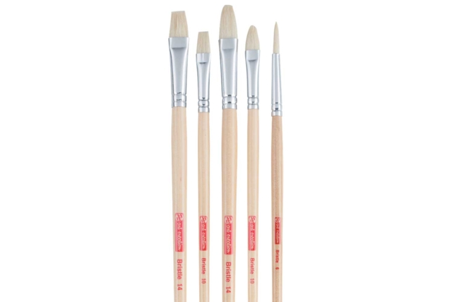5 pinceles para óleo y acrílico - Cerda de cerdo - Pinceaux et brosses pour peinture acrylique - 10doigts.fr