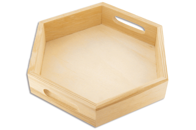 Mini hexagonal tray - Plateaux en bois à décorer - 10doigts.fr