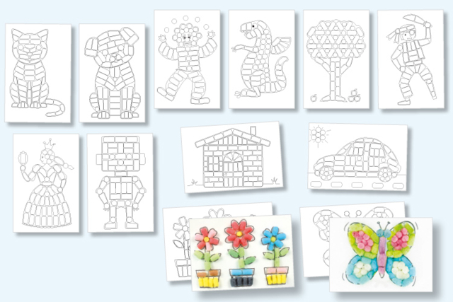 Tarjetas para decorar con copos de maíz - Activités manuelles avec des flocons de maïs : une matière naturelle et ludique - 10doigts.fr