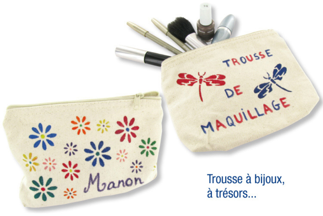 Cotton Pouch, Zip Closure - 19 x 13.5 cm - 9 - Cotton, Linen - Textiles - 10doigts.com - Coton, lin - Textiles - 10doigts.fr