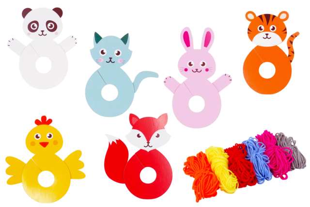 6 animales pompones lana - Kits Mercerie - 10doigts.fr