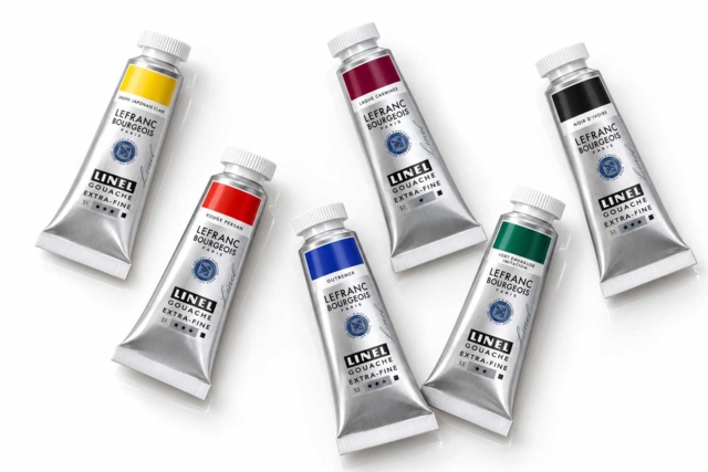 6 tubes of Linel Lefranc Bourgeois gouache paint - Gouache fine artiste : des couleurs opaques et lumineuses - 10doigts.fr