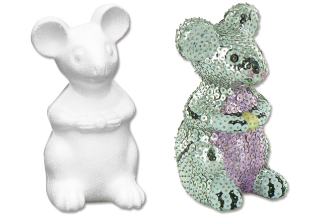 Styrofoam Mouse 14 x 7 cm - 3 - Styrofoam Animals - 10doigts.com - Animaux en polystyrène - 10doigts.fr