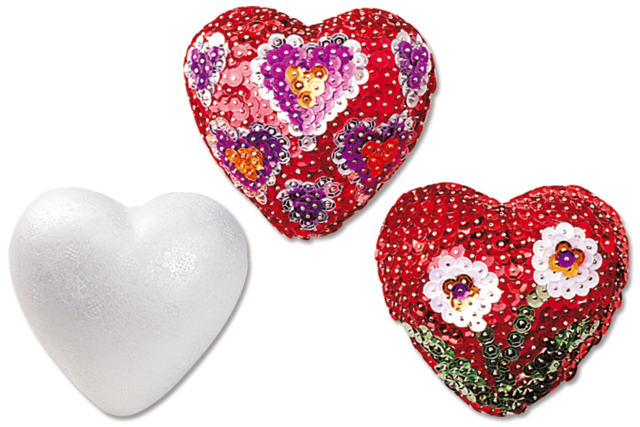 9 cm Styrofoam Hearts - 4 Pieces - 1 - Decorative Shapes - Styrofoam - 10doigts.com - Formes à décorer - Polystyrène - 10doigts.fr