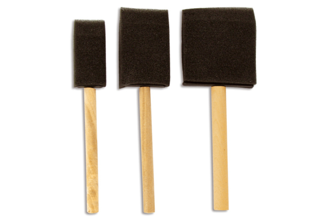 Foam Brushes with Wooden Handle - 3 Pieces - 0 - Brushes - 10doigts.com - Pinceaux - 10doigts.fr