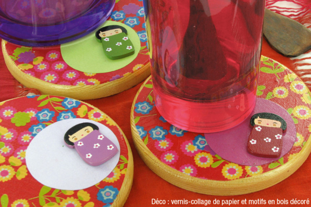 Round Wooden Coaster - 4 - Wooden Objects for the Kitchen - 10doigts.com - Objets en bois à décorer pour la cuisine - 10doigts.fr